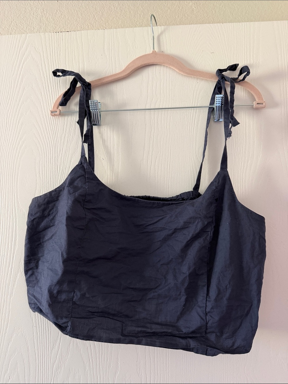 Old Navy Navy Tie-Shoulder Crop Cami